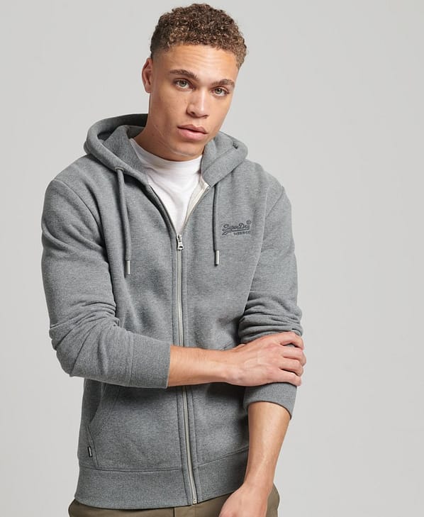 Superdry Hættetrøje m. Lynlås | Vintage Logo EMB Ziphood | Grå