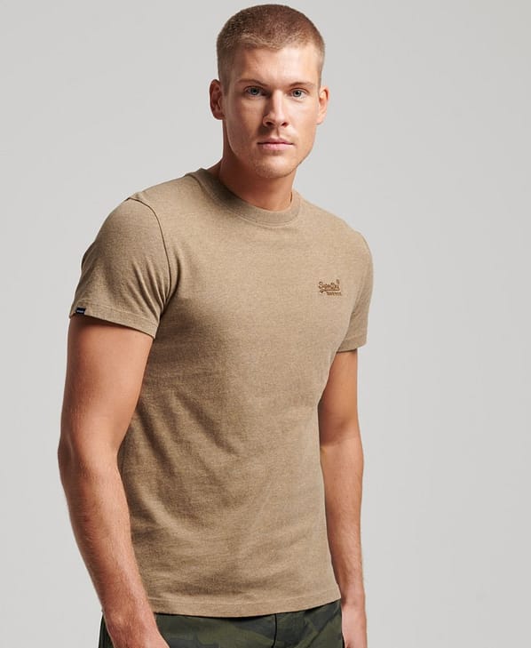 Superdry T-Shirt | Vintage Logo EMB Tee | Buck Tan Marl