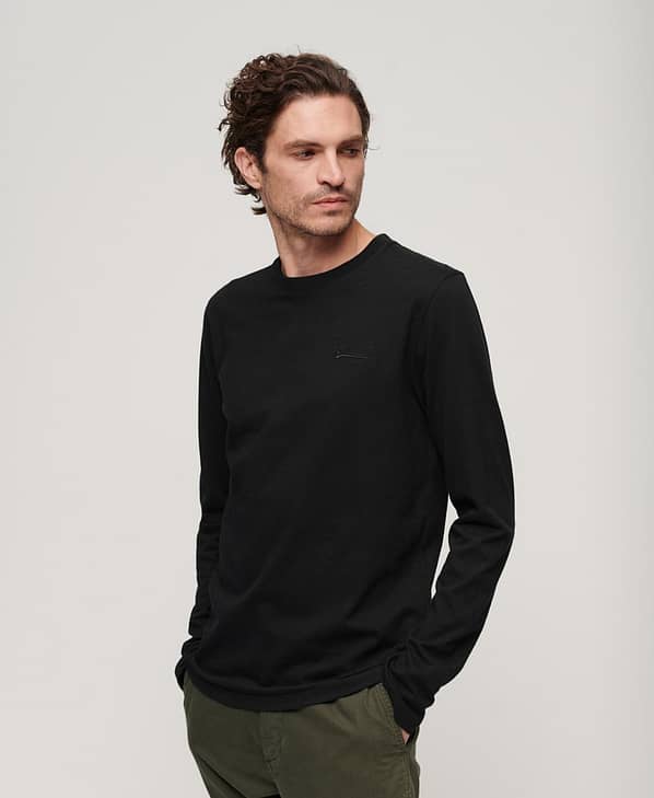 Superdry T-Shirt m. Lange Ærmer | Vintage Logo L/S Tee | Black