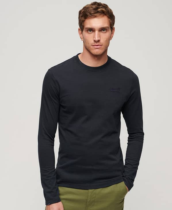 Superdry T-Shirt m. Lange Ærmer | Vintage Logo L/S Tee | Ecilpse Navy
