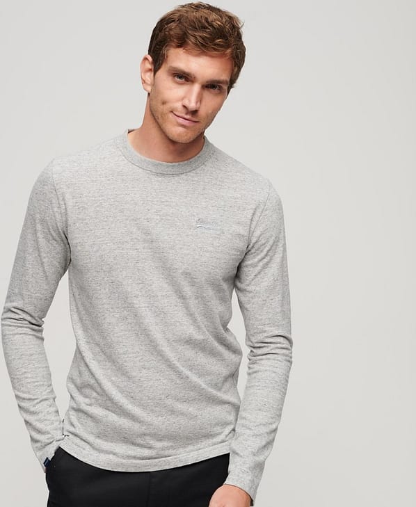 Superdry T-Shirt m. Lange Ærmer | Vintage Logo L/S Tee | Athletic Grey Marl