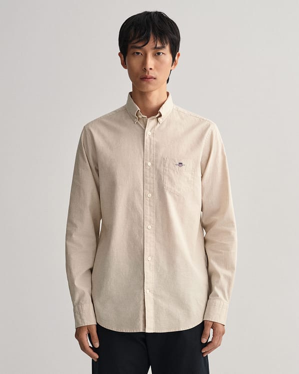 Gant Hørbomuld Skjorte | Reg Cotton Linen Shirt | Dry Sand