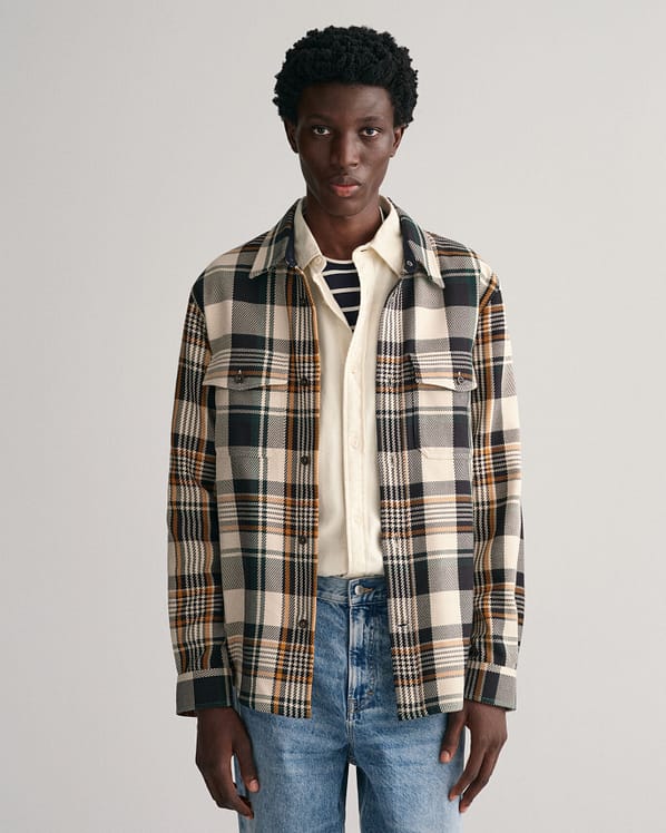 Gant Overskjorte | Heavy Twill Check Overshirt | Putty