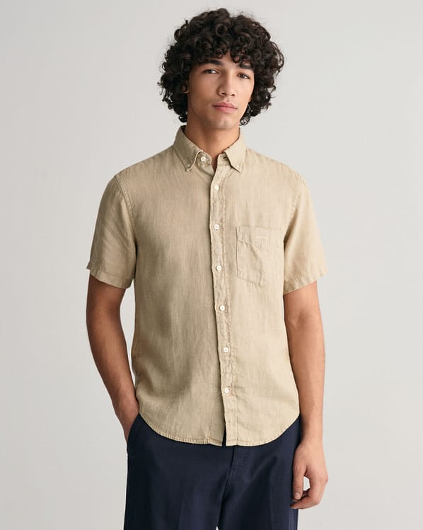 Gant Hørskjorte m. Kort Ærme | Garment Dyed Linen Shirt