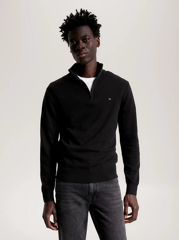 Tommy Hilfiger Strik m. Halv Lynlås | Pima Cotton Cashmere Zip Mock