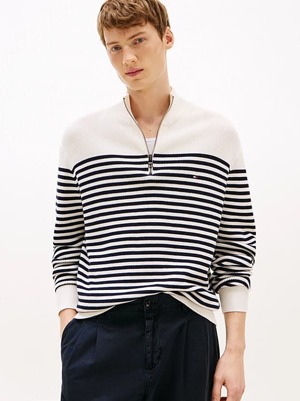 Tommy Hilfiger Strik m. Kvart Lynlås | Racking Structure Zip Mock