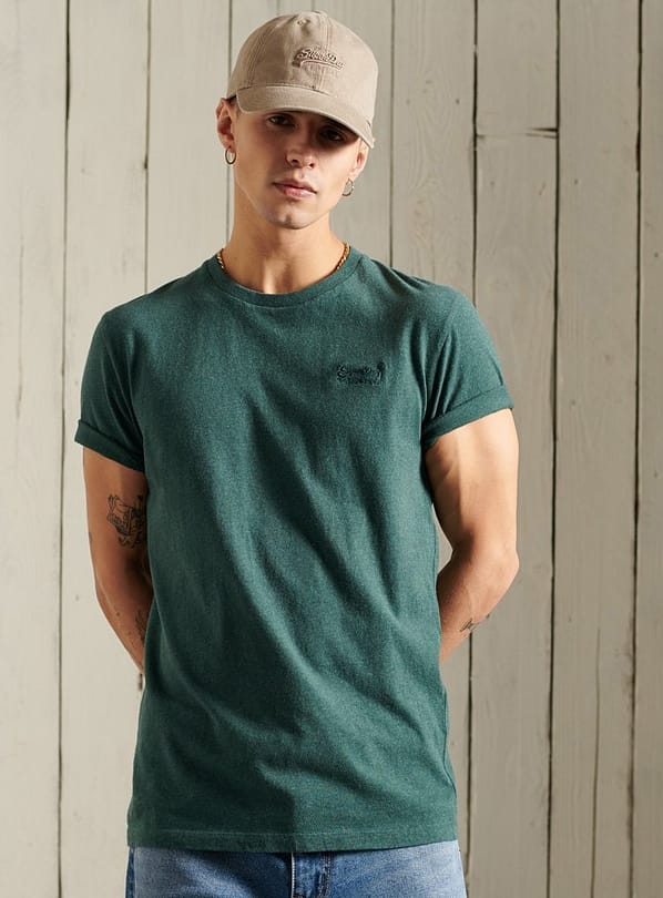 Superdry T-Shirt | Vintage Logo EMB Tee | Buck Green Marl
